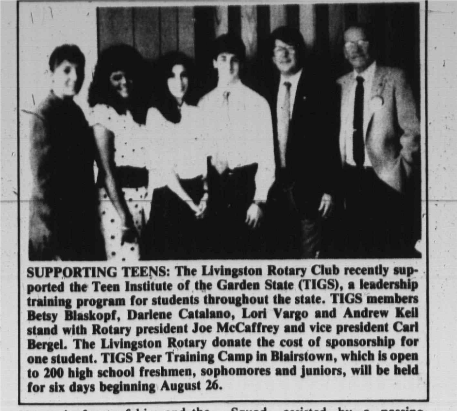 Newspaper clipping: Supporting Teens, West Essex Tribune, July 21, 1988