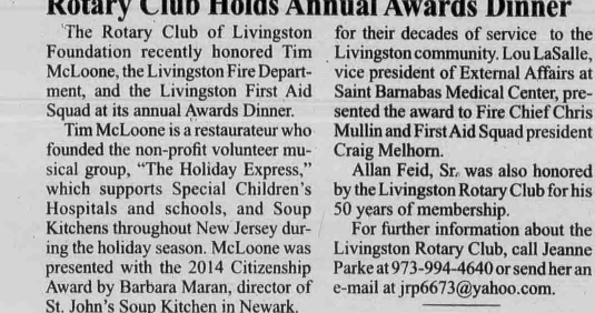 Tribune article: Rotary Club Holds Annual Awards Dinner