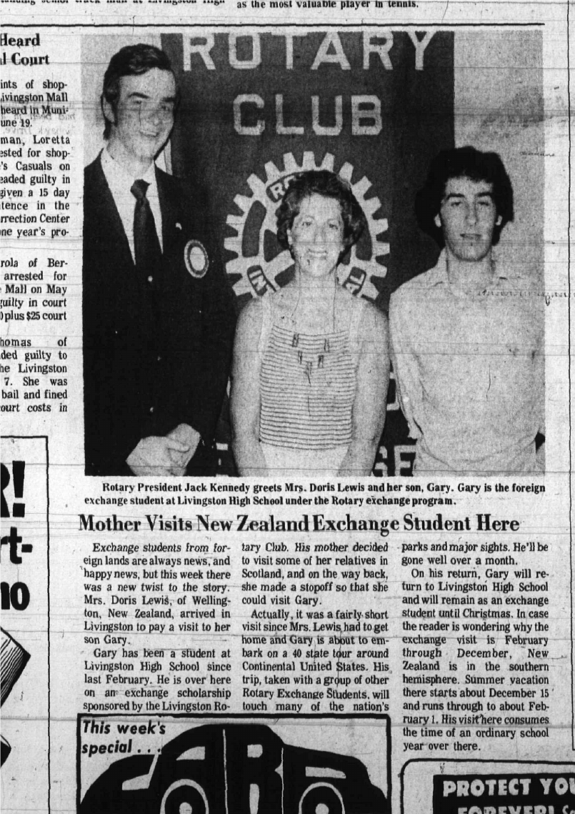 Youth exchange student welcome, 1975