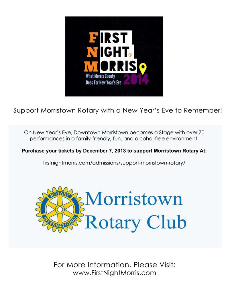 HAVE A NEW YEAR'S EVE TO REMEMBER & SUPPORT MORRISTOWN ROTARY