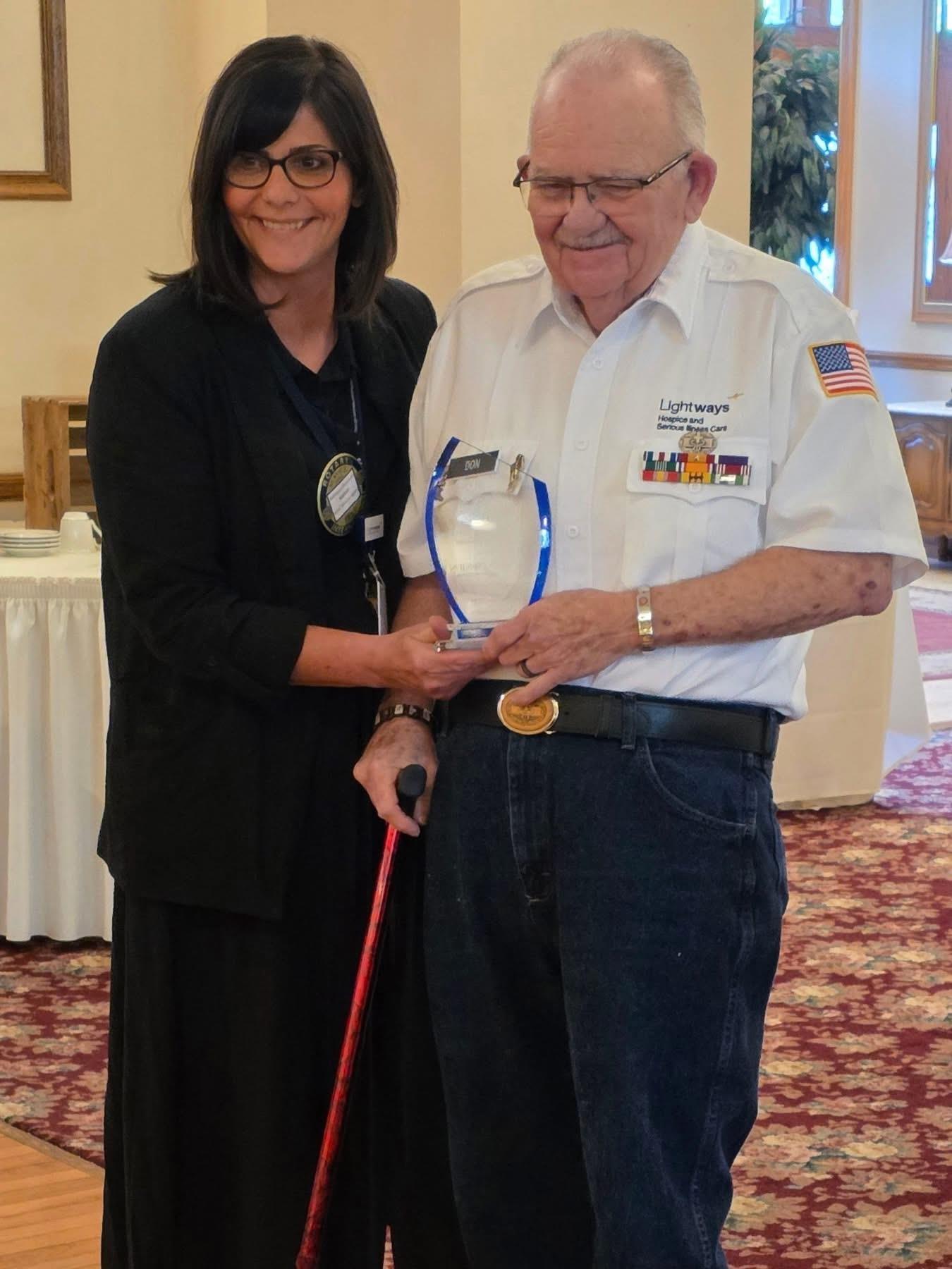 Rotarian Kathy Peterson and Silver Eagle Awardee Donald O'Brien