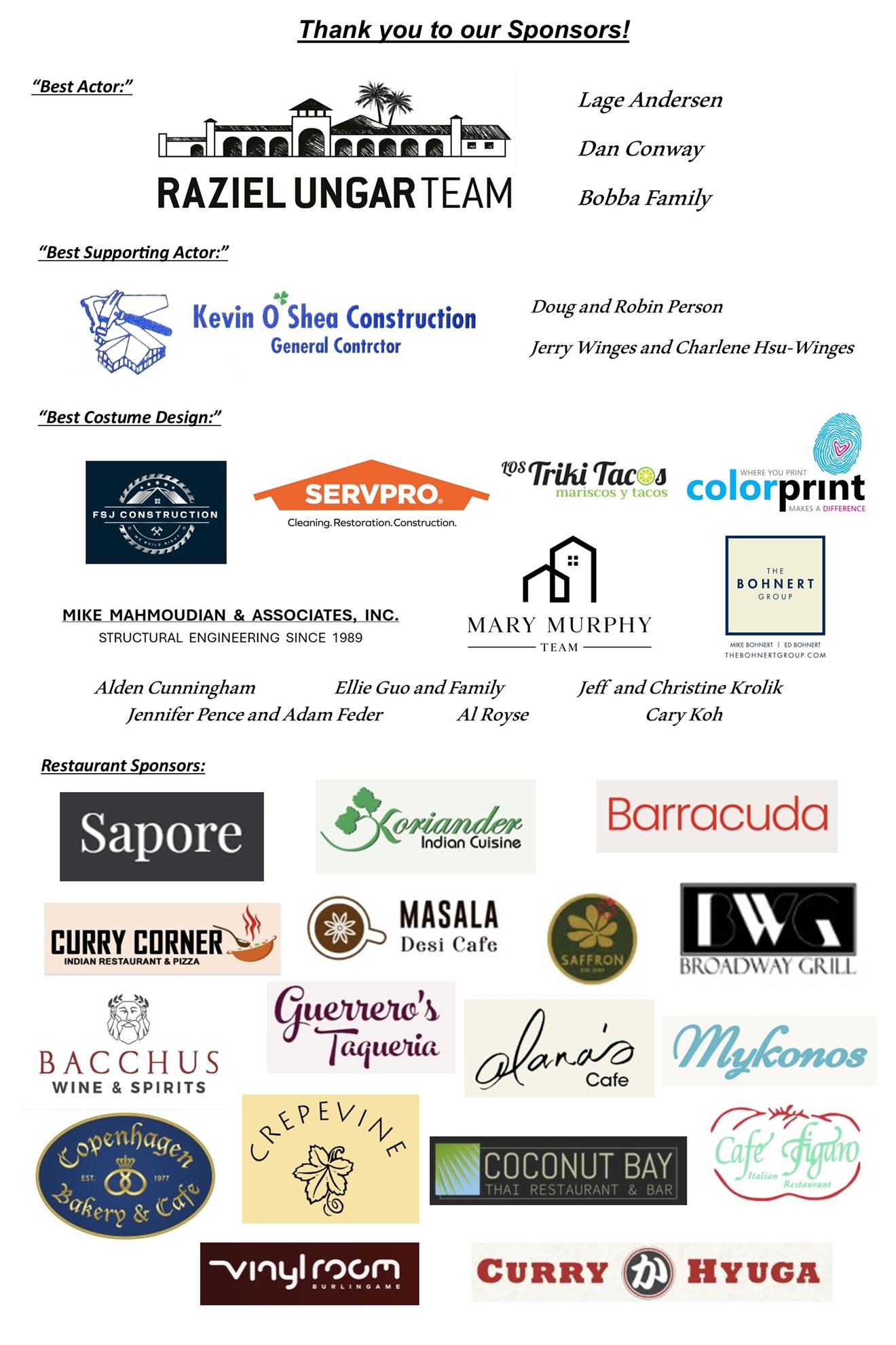 Burlingame's Got Talent Sponsors