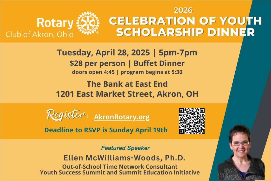 2026 Youth Scholarship Dinner:  Tuesday, April 28