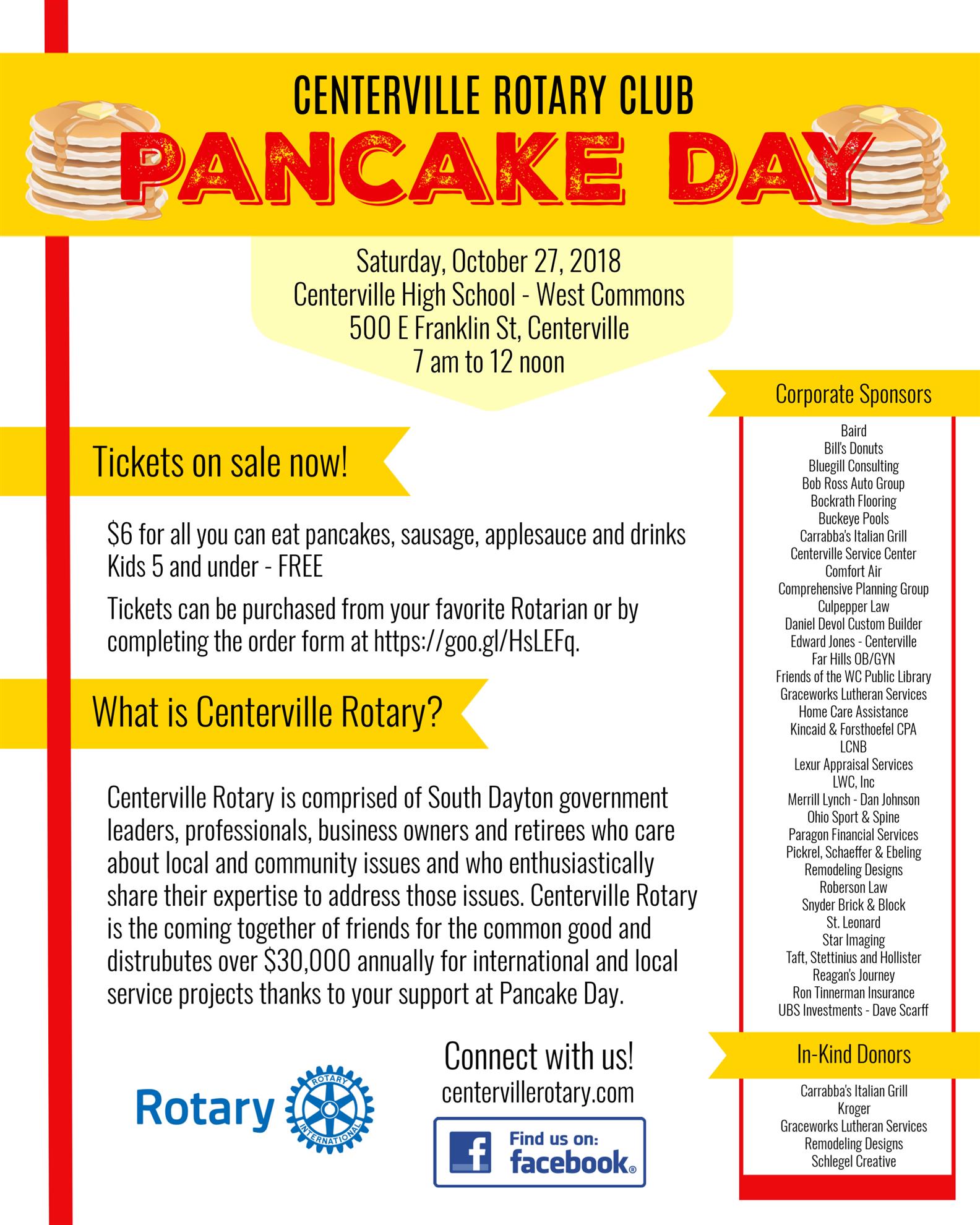 Centerville Rotary Pancake Day Centerville Rotary Club