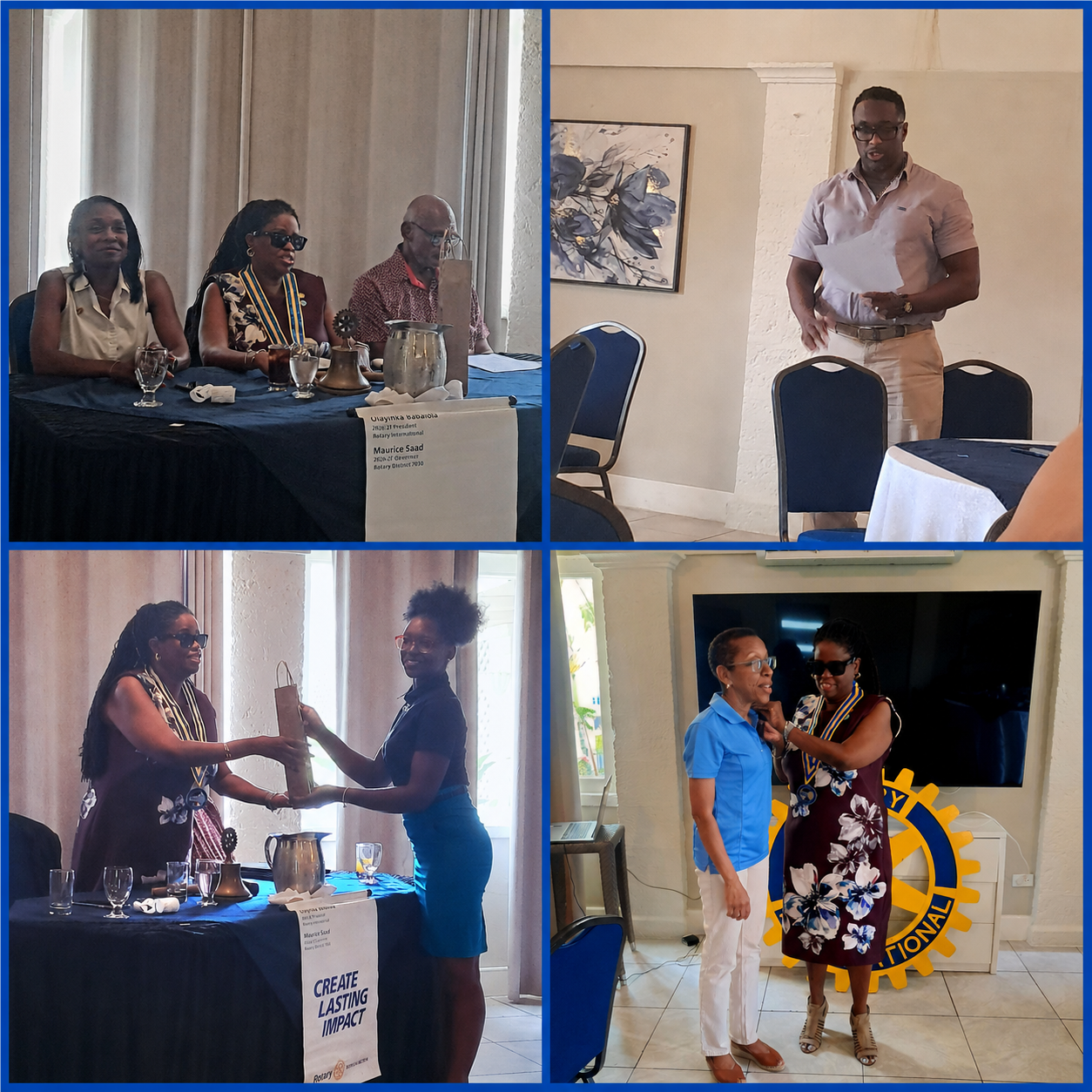 Members of the head table, raffle winner and pinning of PP Terry Hall