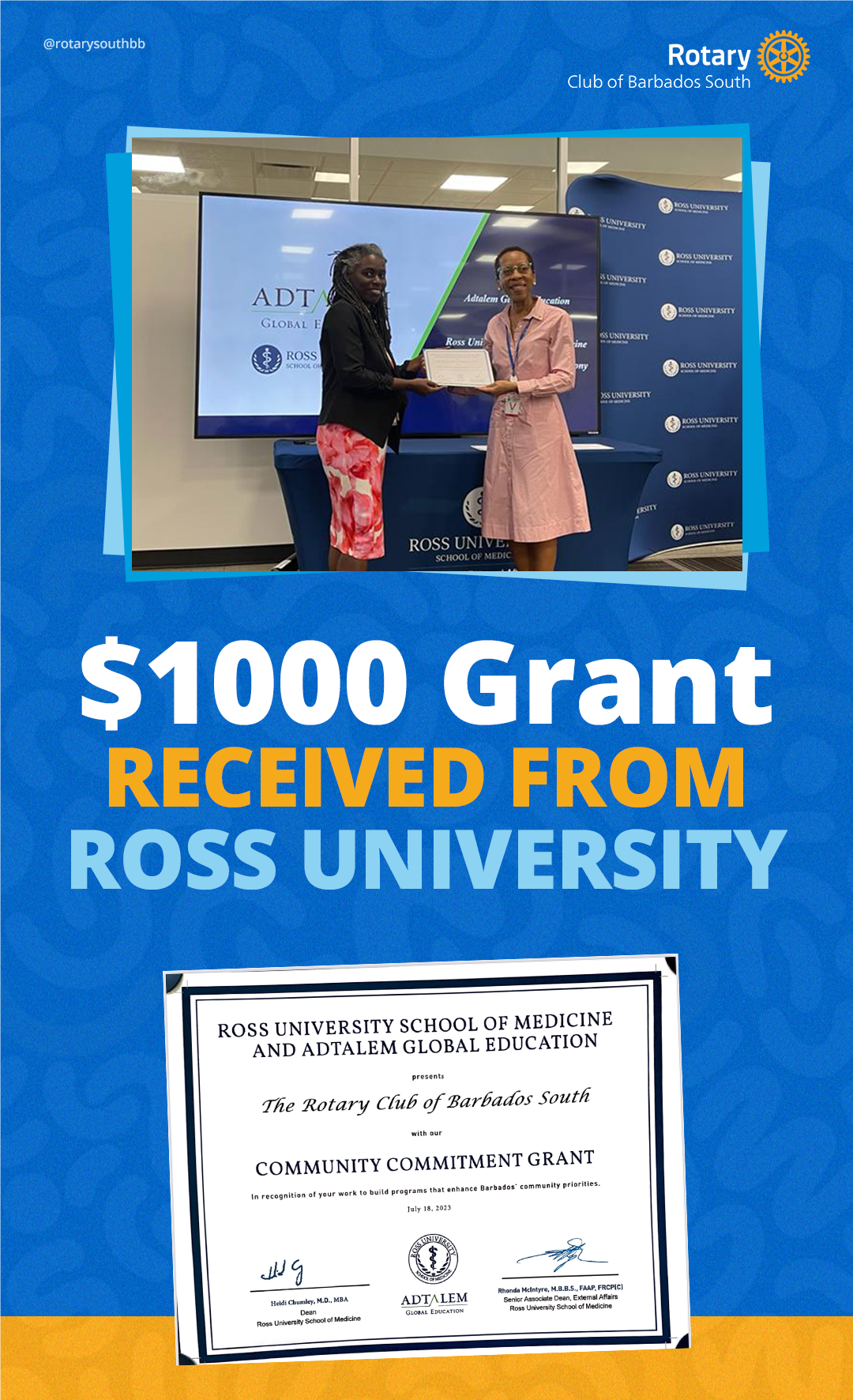 Photo of IPP Brain receiving a $10K cheque from Assistant VP Carolyn Shepherd