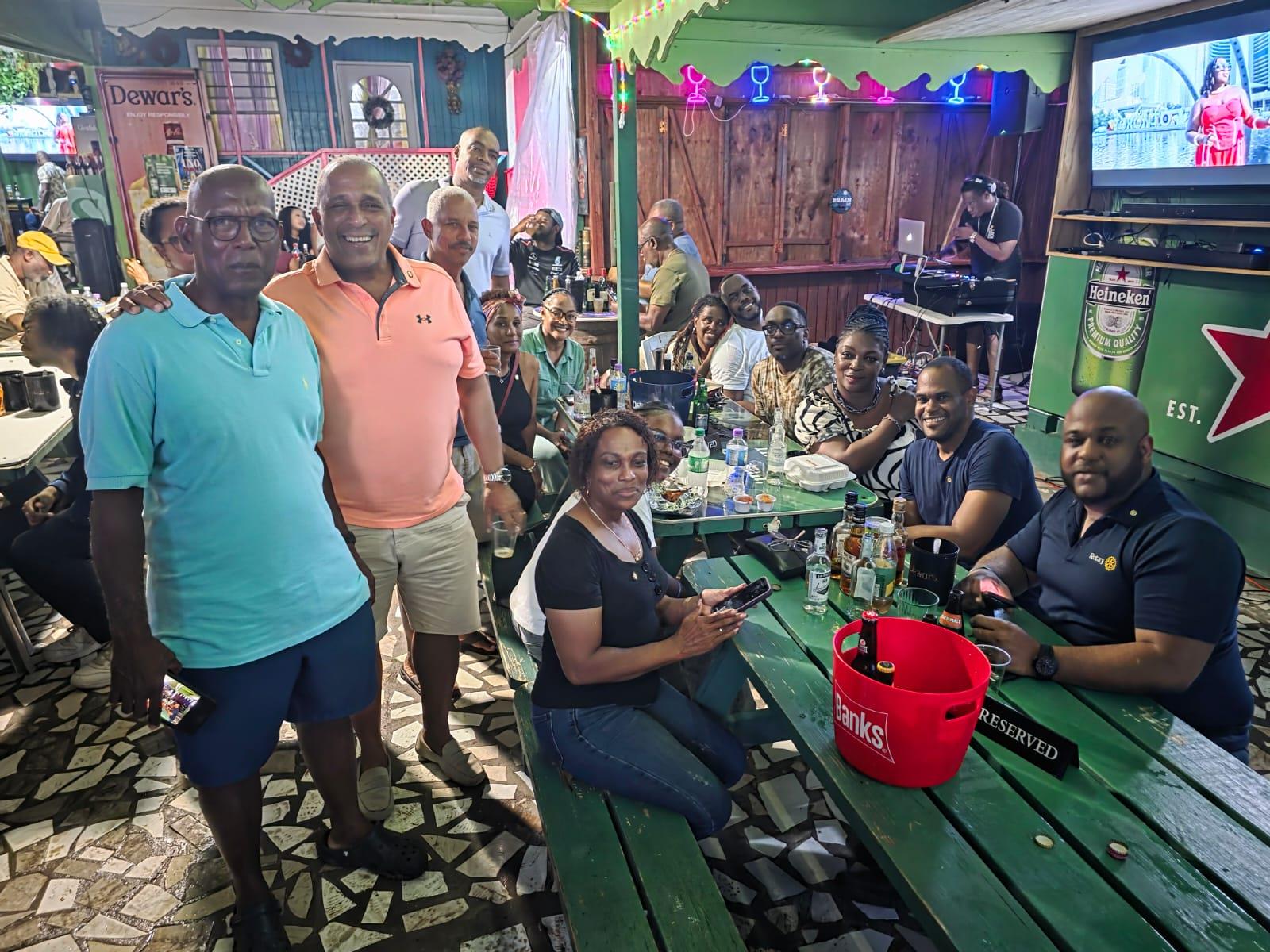 Rotarians at final fellowship at Deb's bar at Foul Bay