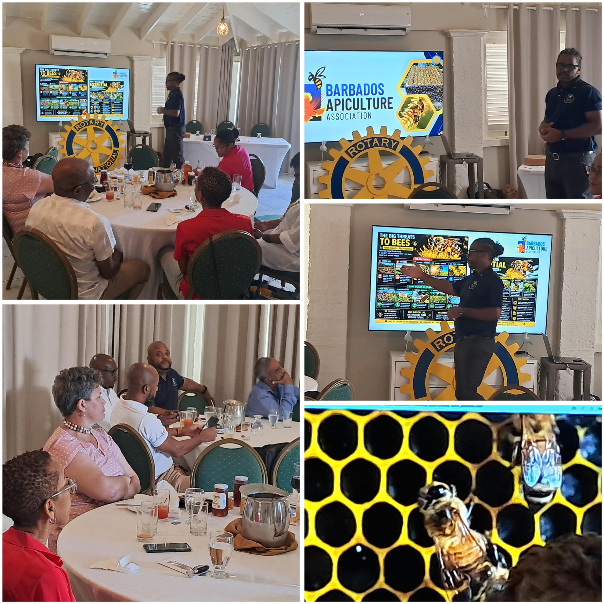 images of graham making his apiculture presentation