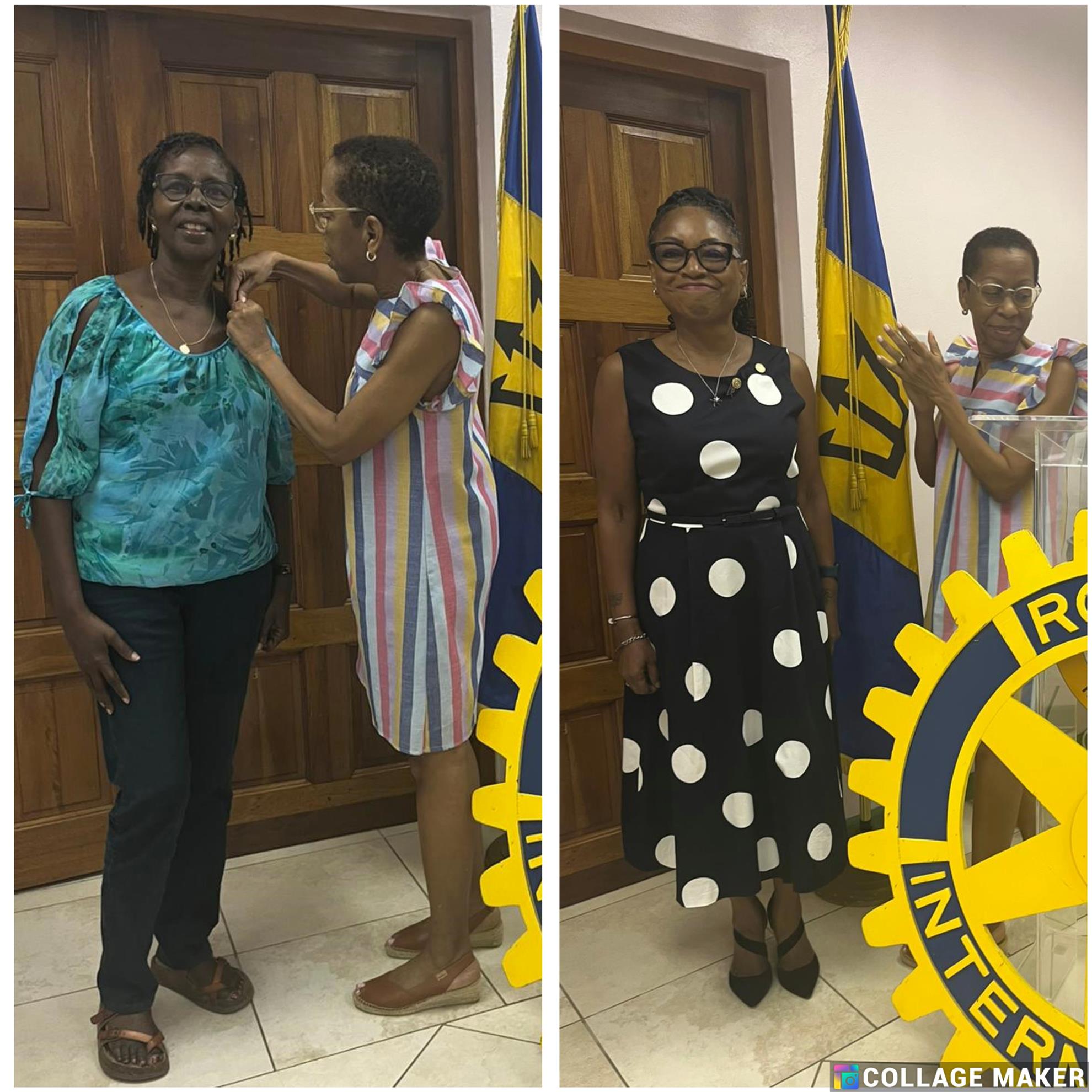 President Terry Pinning Vivian-Ann and Denise