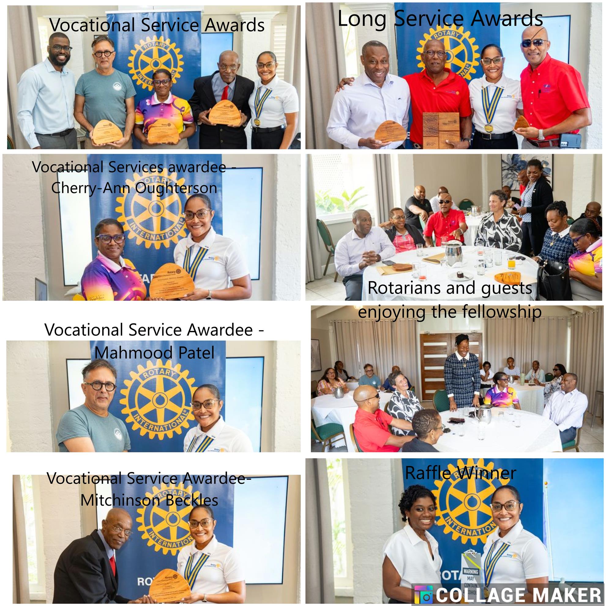 Images of vocational service awardees and meeting participants
