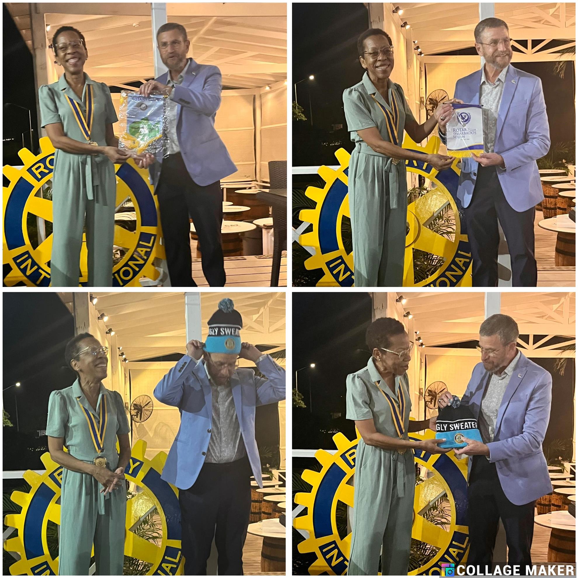 exchange of gifts with Rotarian Rich