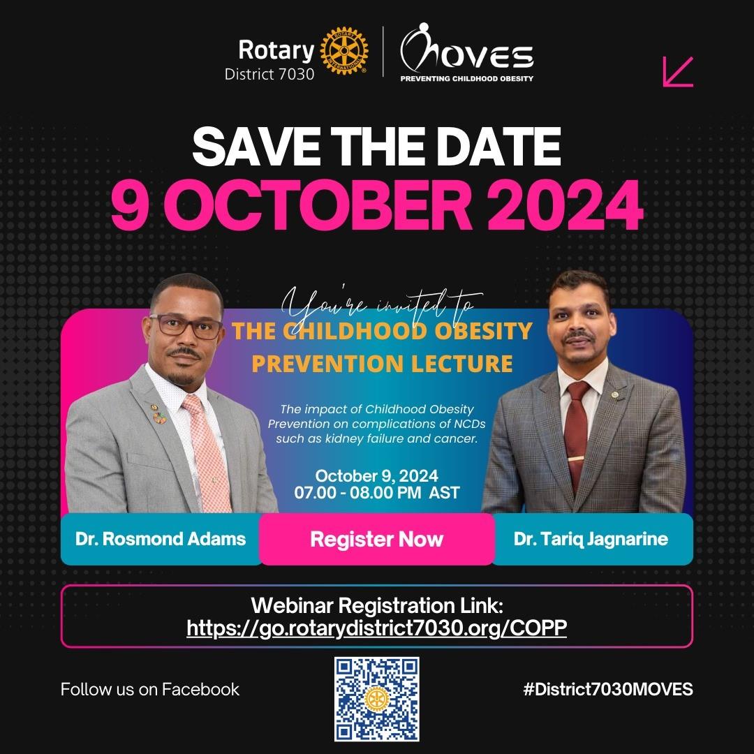 invitation to the district webinar lecture on childhood obesity prevention on October 9th