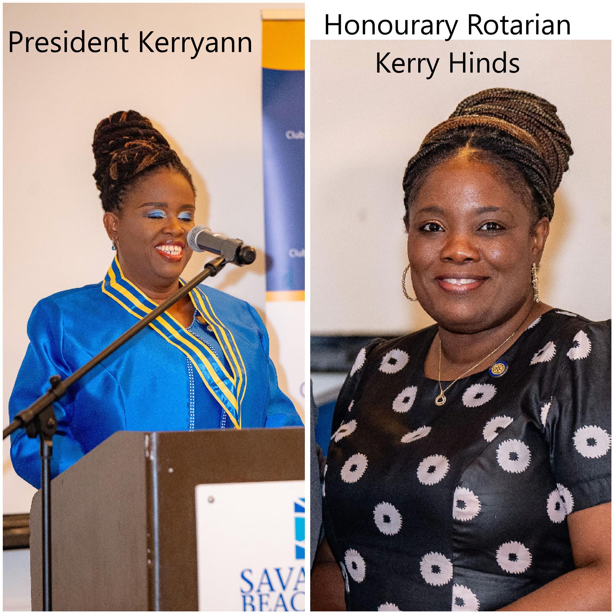 President Kerryann and honourary Rotarian Kerry Hinds