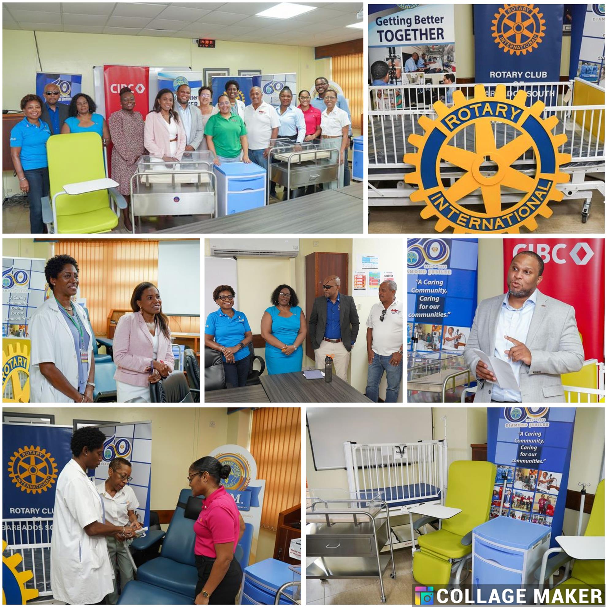 banner collage featuring a few images from the QEH handover ceremony.  It shows some of the equipment as well as RCBS members, QEH staff and representatives of CIBC