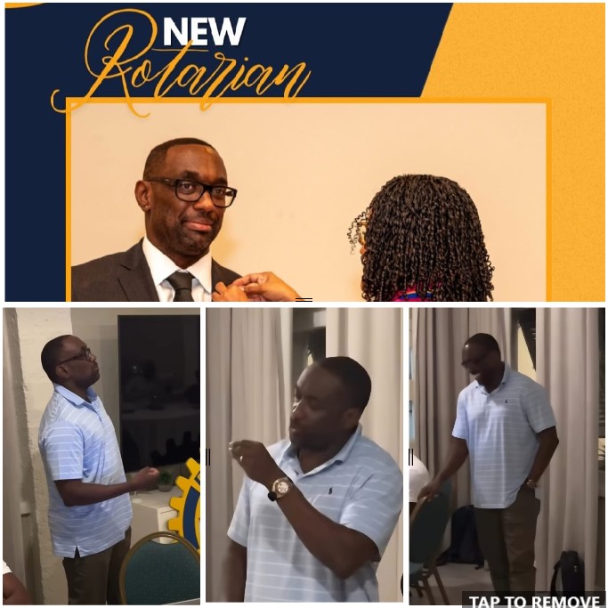 Collage of Wendel doing his classification talk and an image of him being pinned