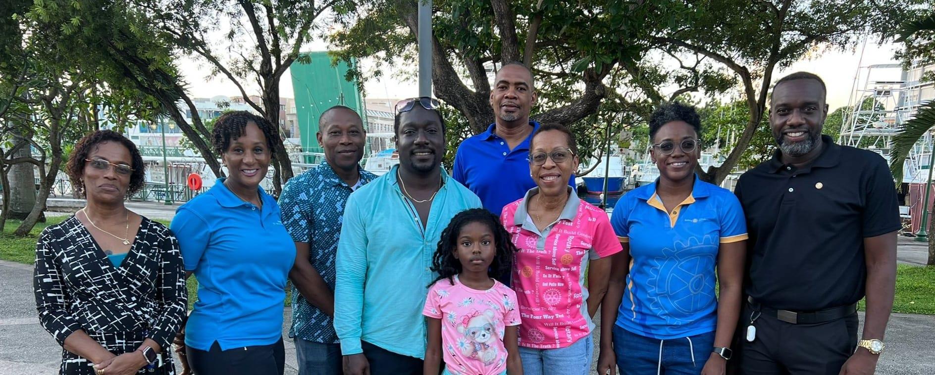 Image of Rotarians at Bridgetown feeding