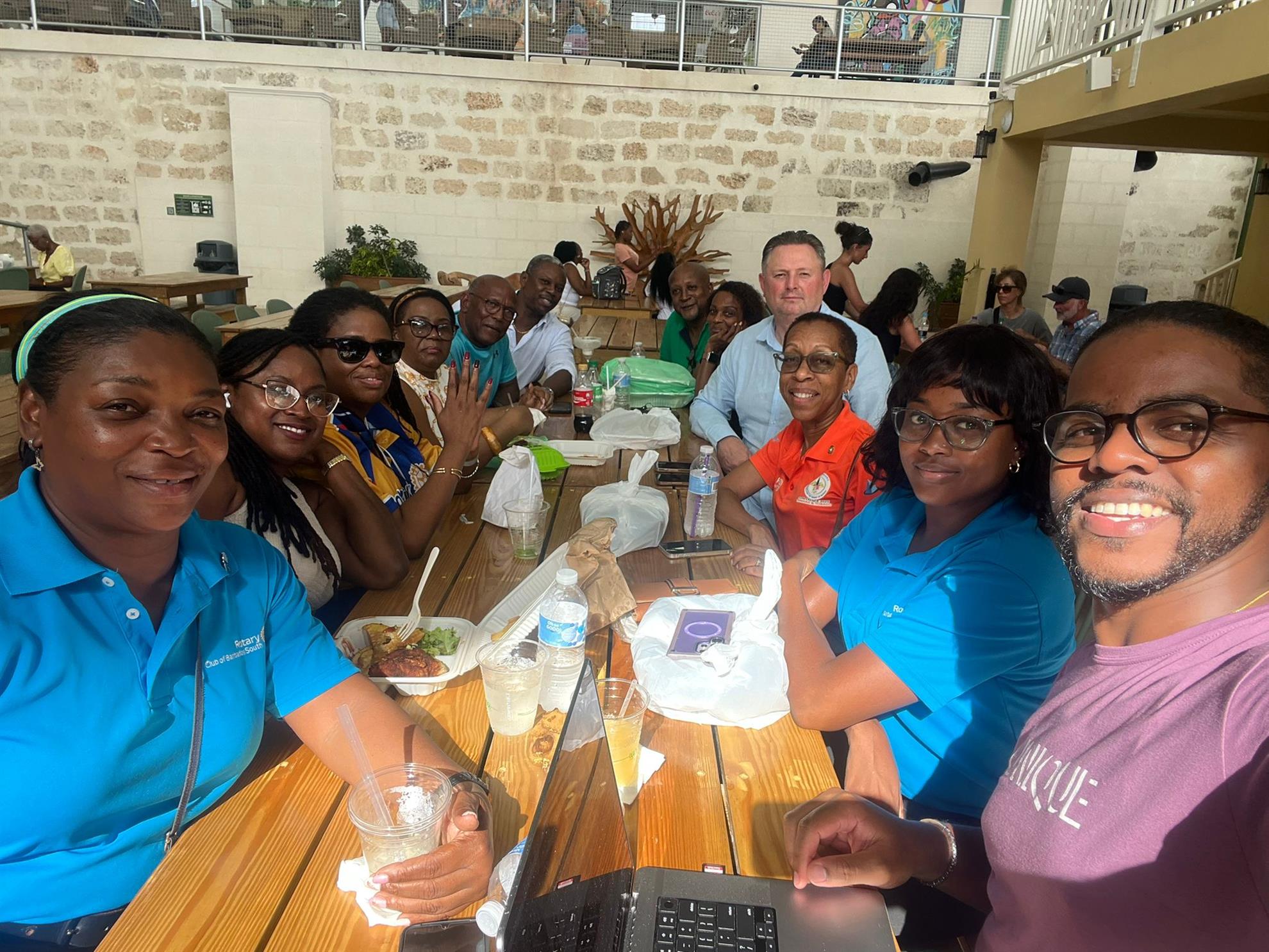 Image of Rotarians at final fellowship at Hayman's Market with President Terry