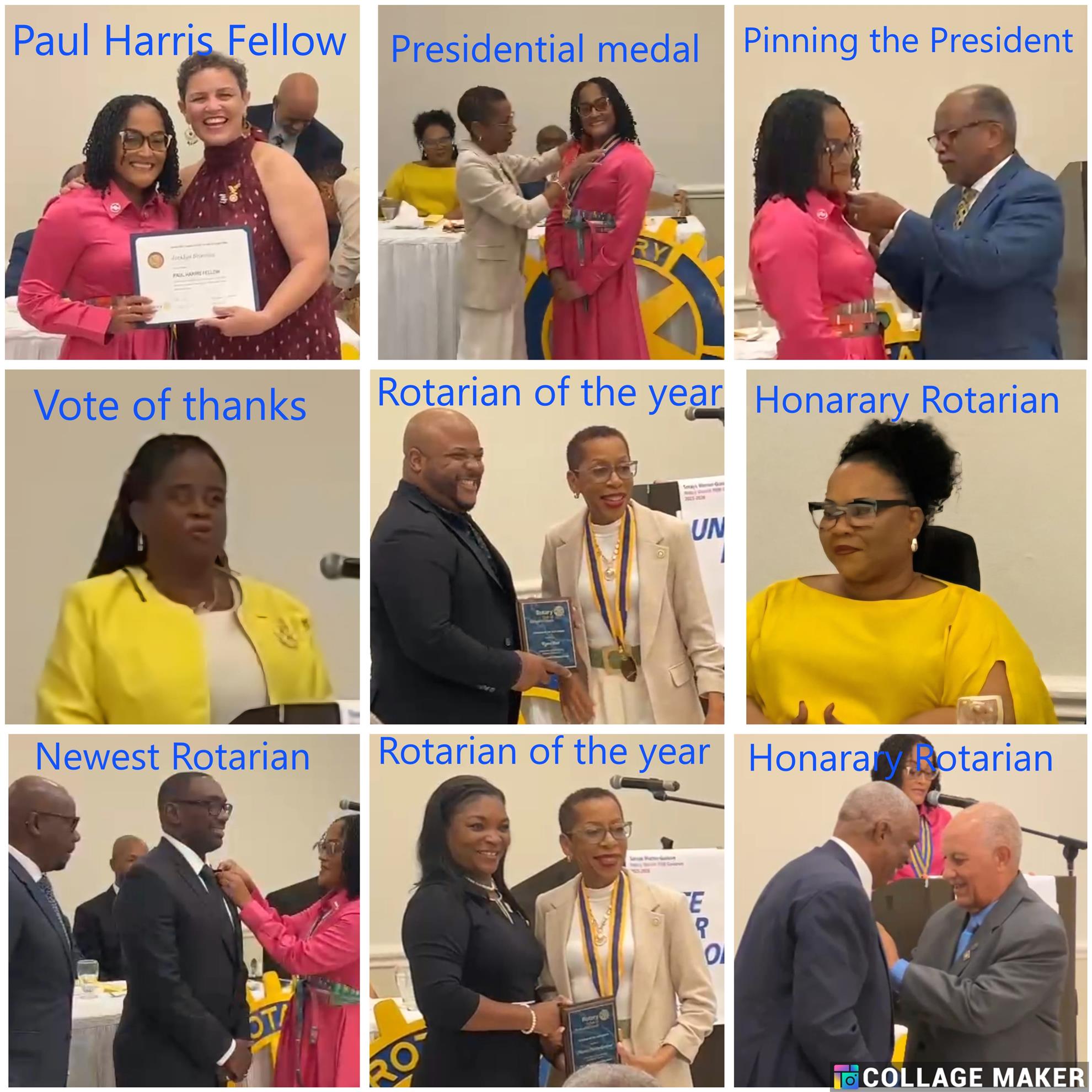 collage of presentations and vote of thanks at installation