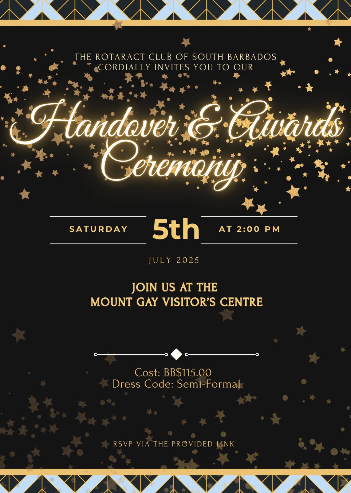 Rotaract Invitation to their handover and awards on July 5th