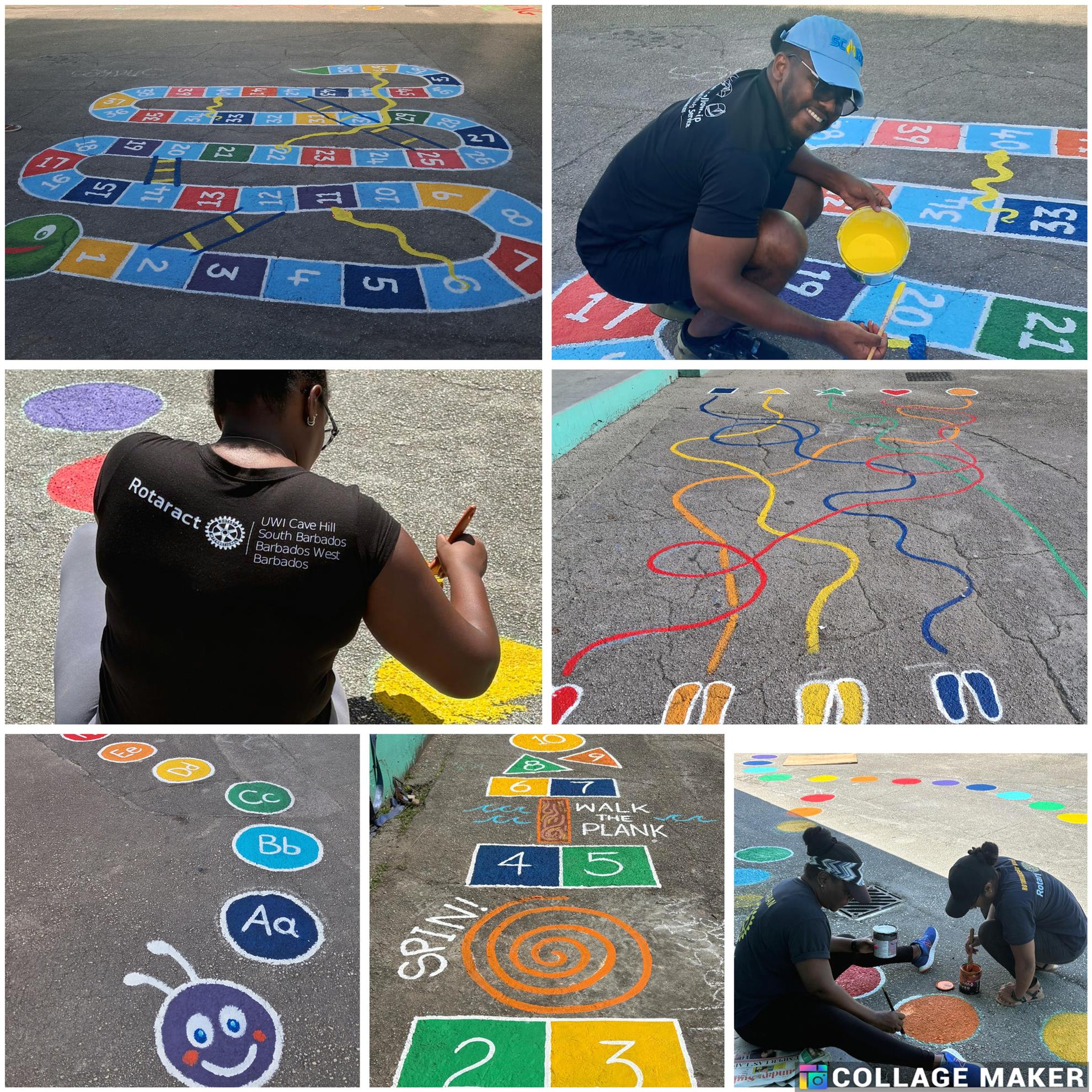 Images of some of the games painted in the yard at Bay Primary