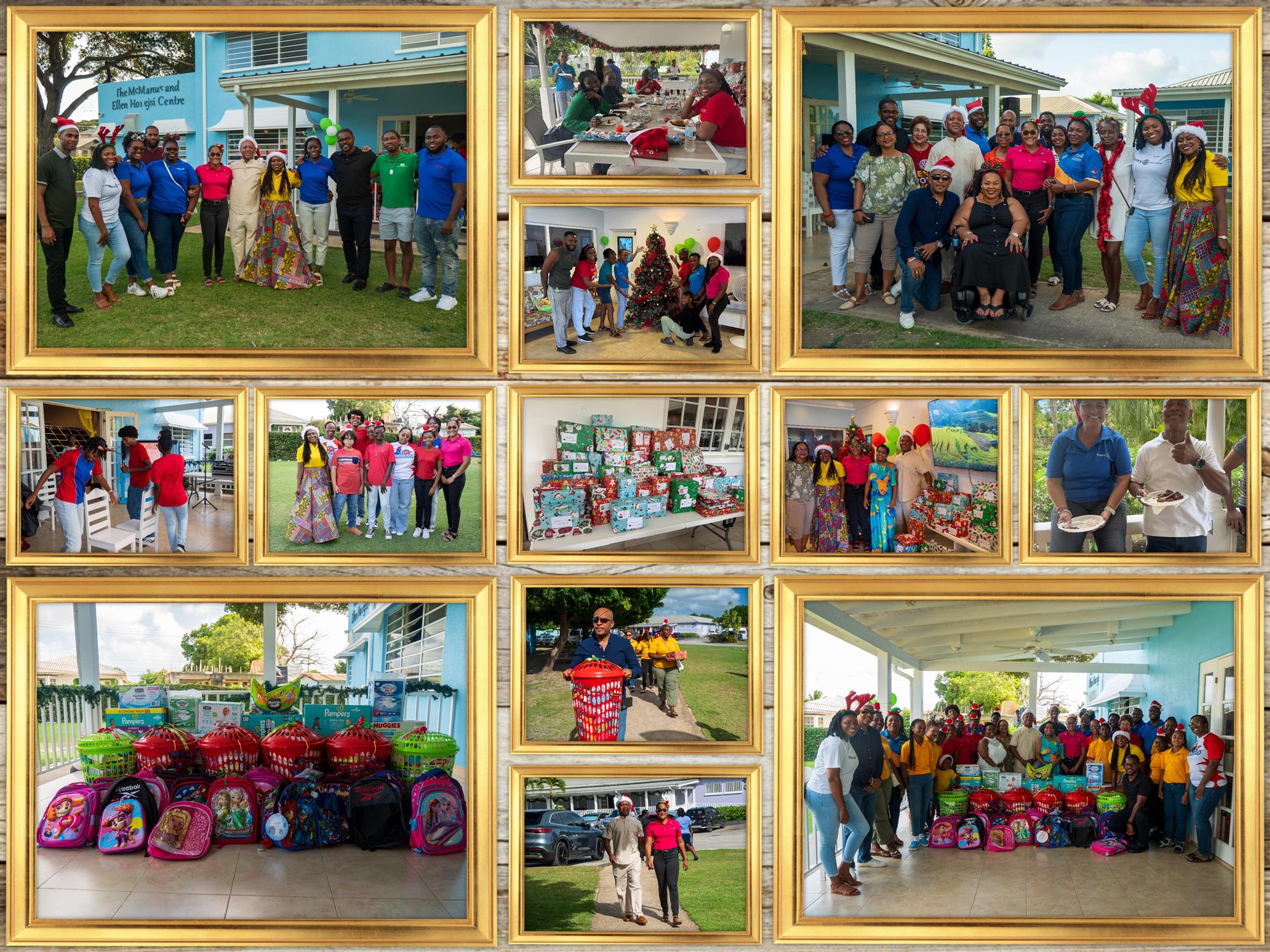 collage of activities associated with colours of Christmas