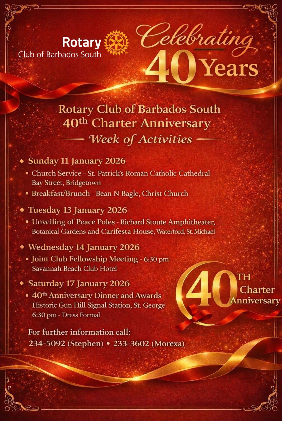 Schedule of activities for charter week