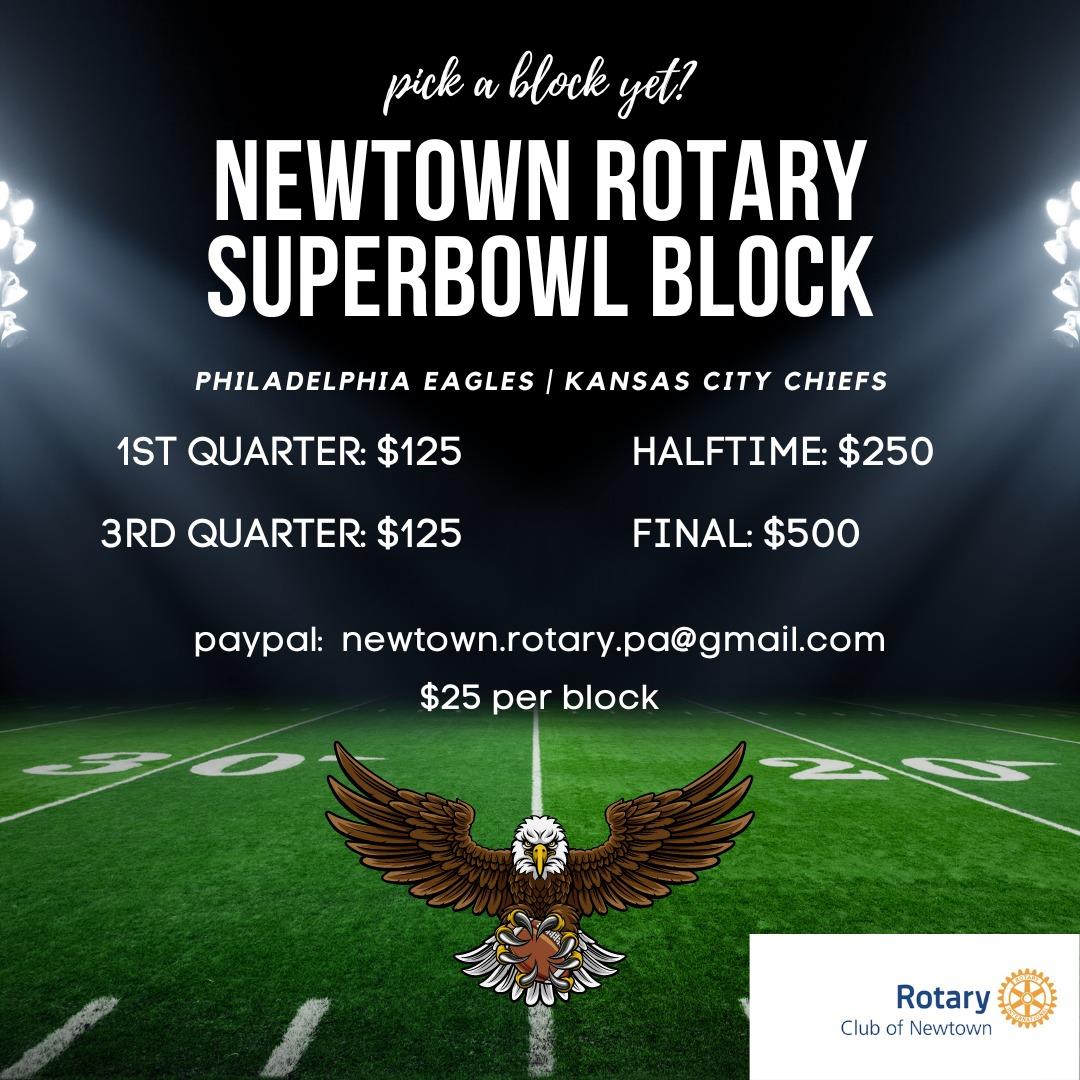 Super Bowl Block Pool Fundraiser Rotary Club Of Newtown