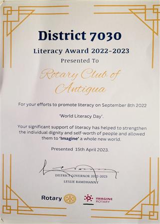 District 7030 Literacy Award 2022-2023 | Rotary Club of Antigua