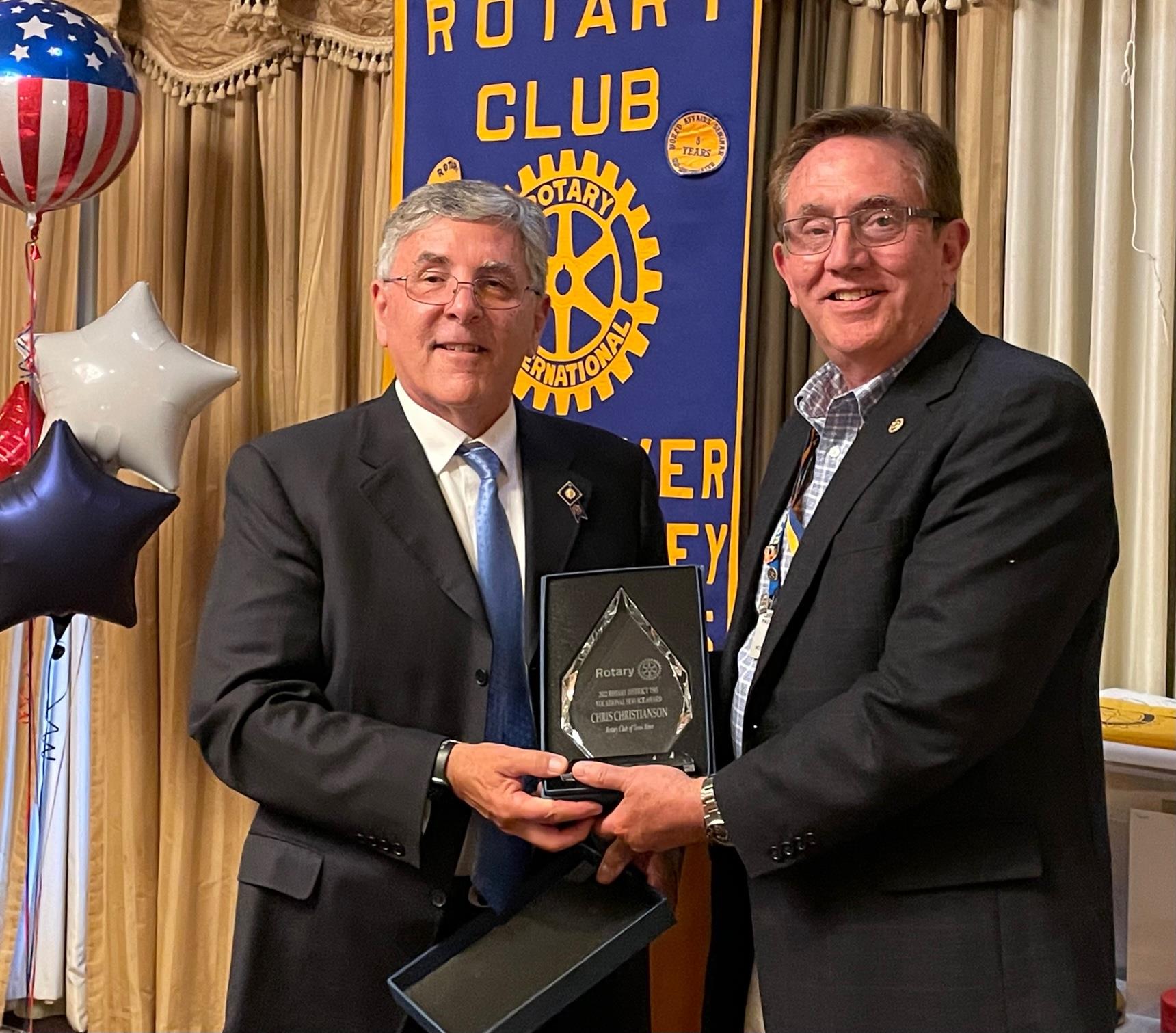 Chris Christiansen Wins District Award Rotary of Toms River
