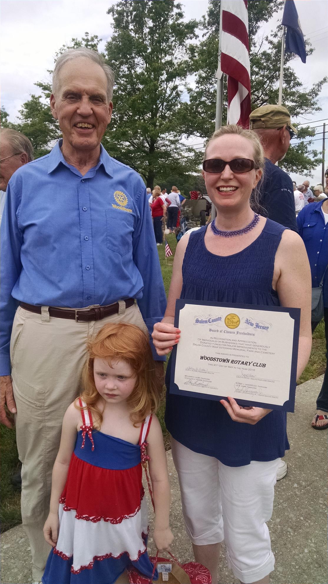 Rotary Donation Acknowledged at Memorial Day Service Rotary Club of