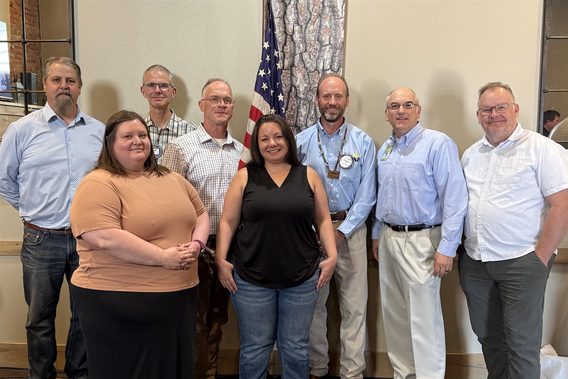Left to Right: President Murray Schroder, David Hansen, Kelly Neville, Keith Rittle, Terry Moss, Shaun Bullock, Hanna Eslinger, and Amanda Givan.