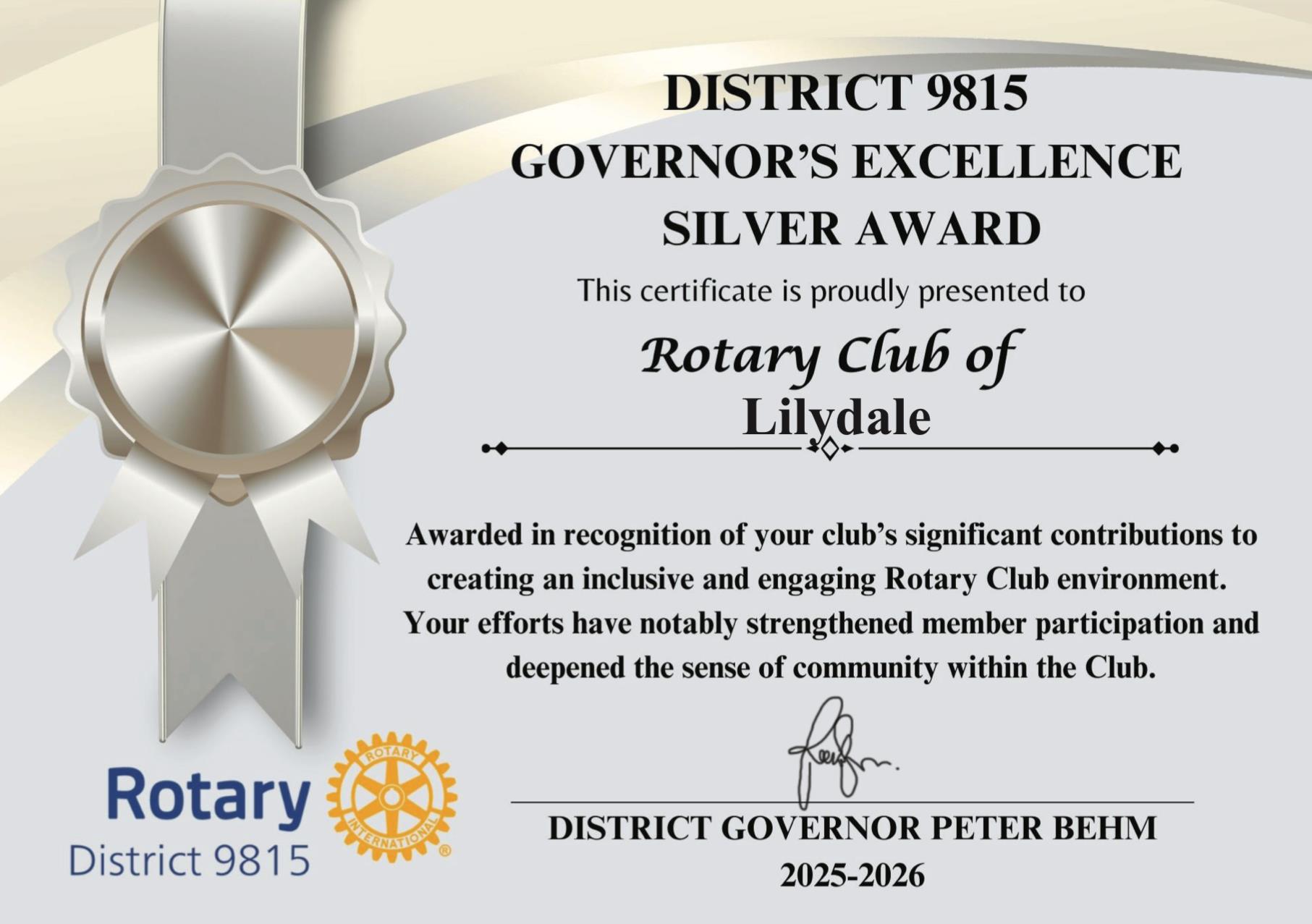 District 9815 Governors Awards 2026