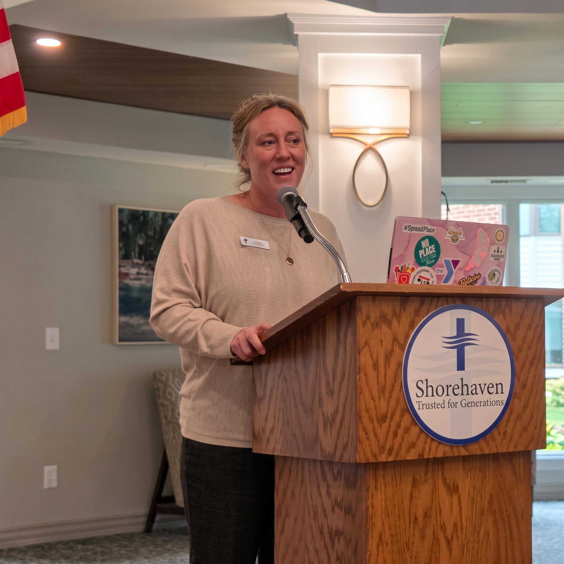 Jessica Mieling discussing the future of the YMCA