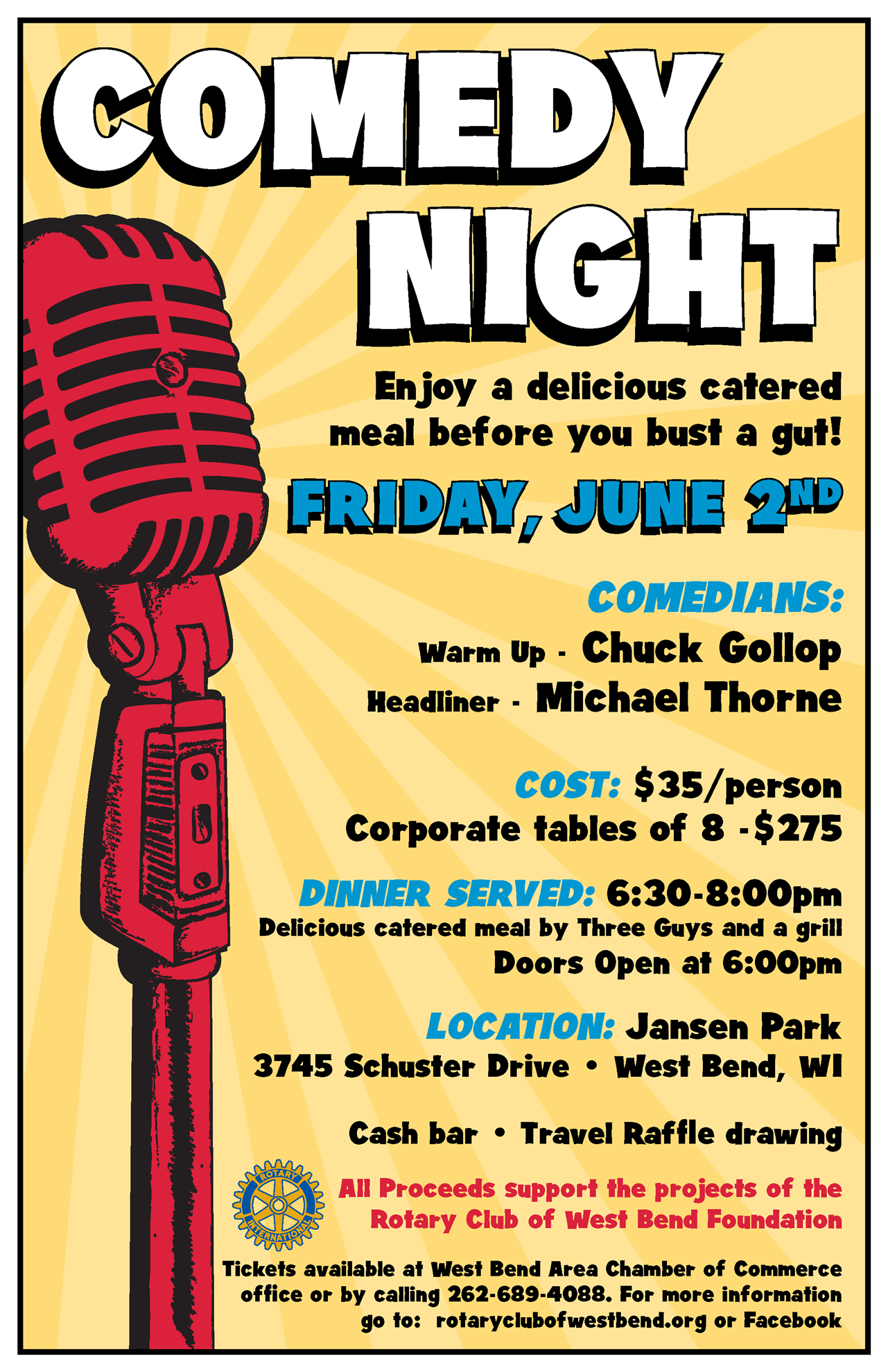Comedy Night June 2nd Rotary Club of West Bend