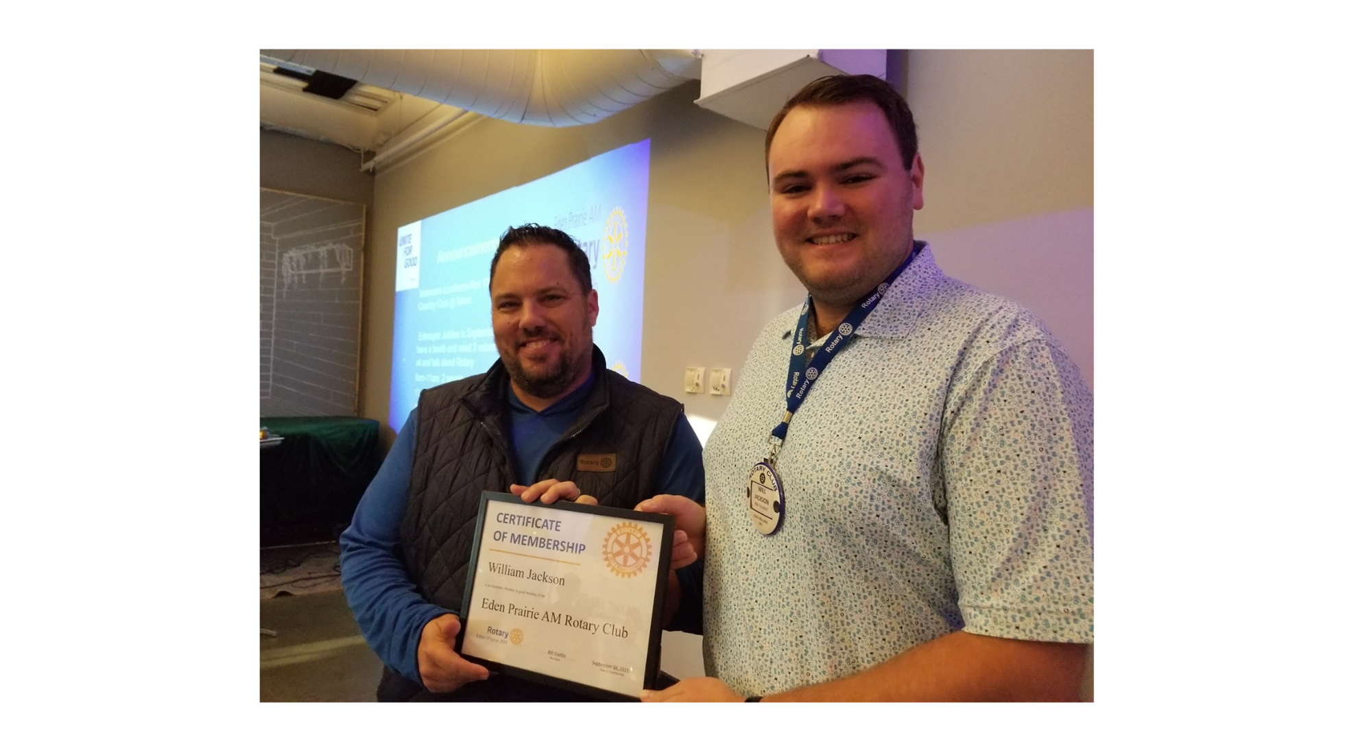 President Bill welcomes new member Will!