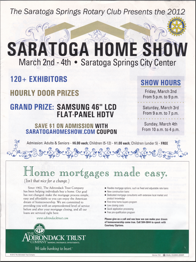 2012 Saratoga Home Show program cover (opens pdf)