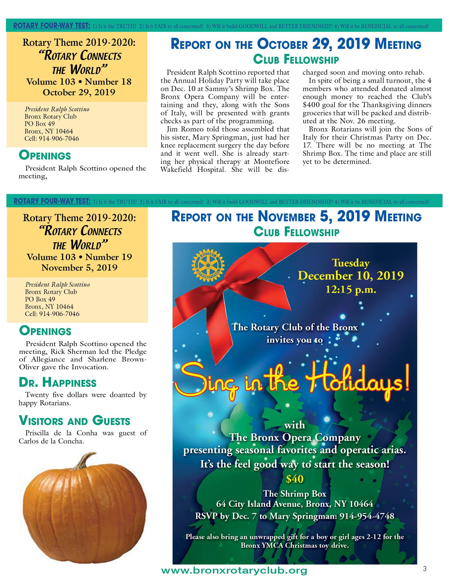 Tuesdays newsletter 10/22, 10/29 & 11/5, 2019 p3