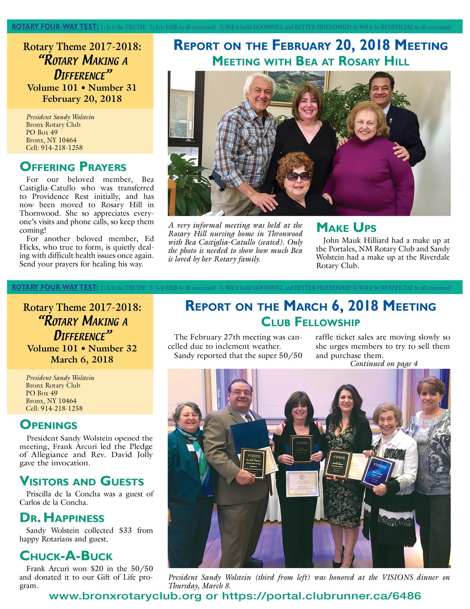 Tuesdays Newsletter 2/13-3/6/18 p