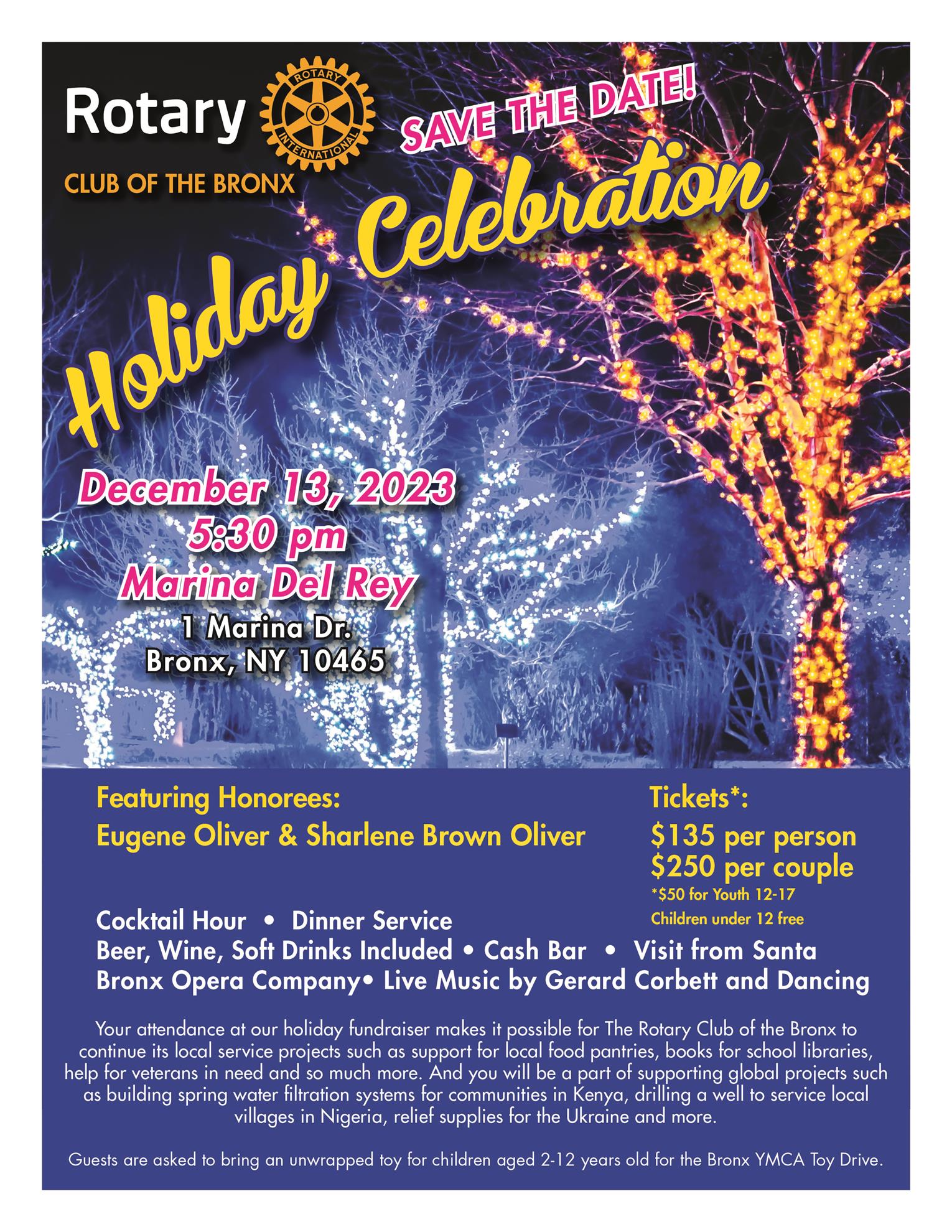 Bronx Rotary Club Holiday Celebrartion flyer