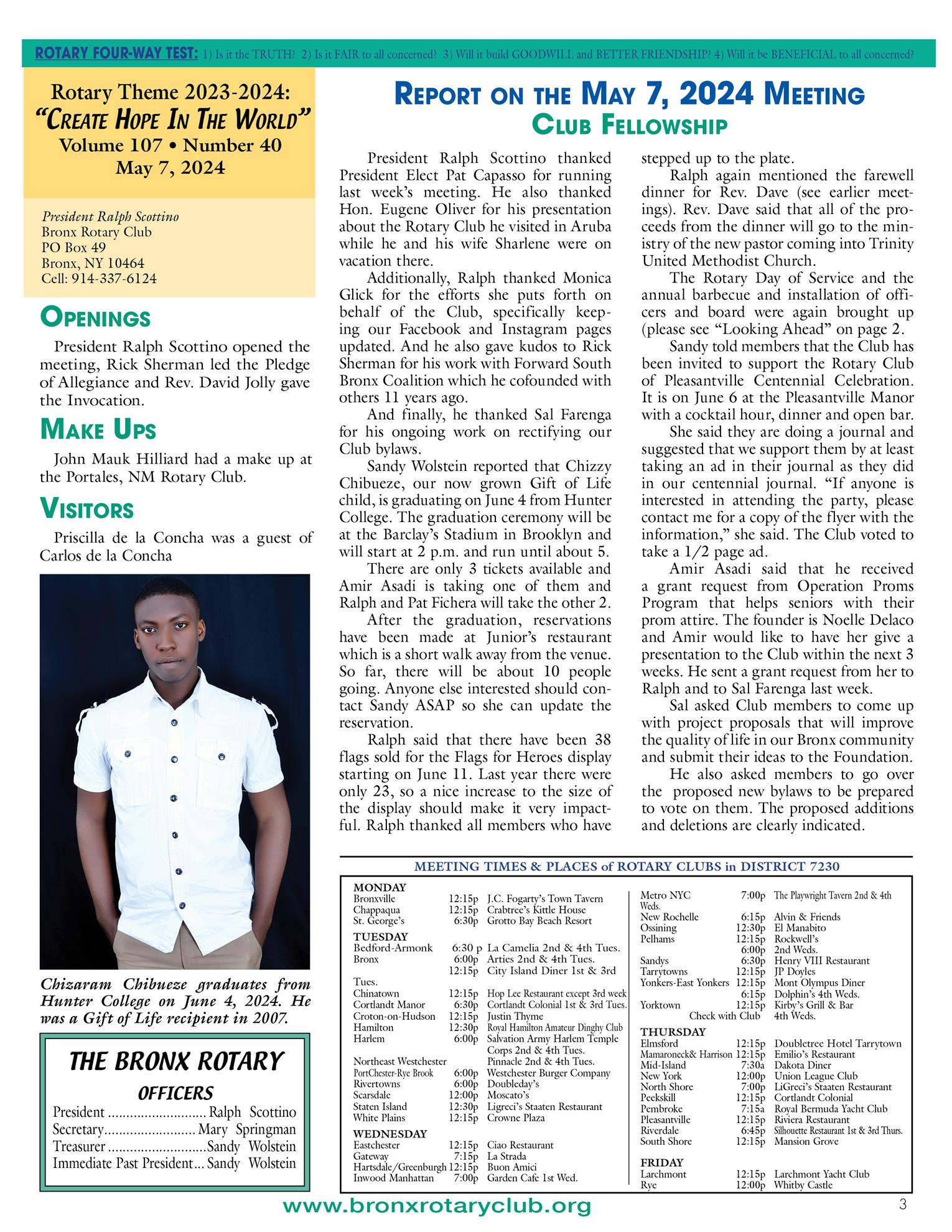Tuesdays Newsletter 4/9, 4/16, 4/30 & 5/7/2024 p3