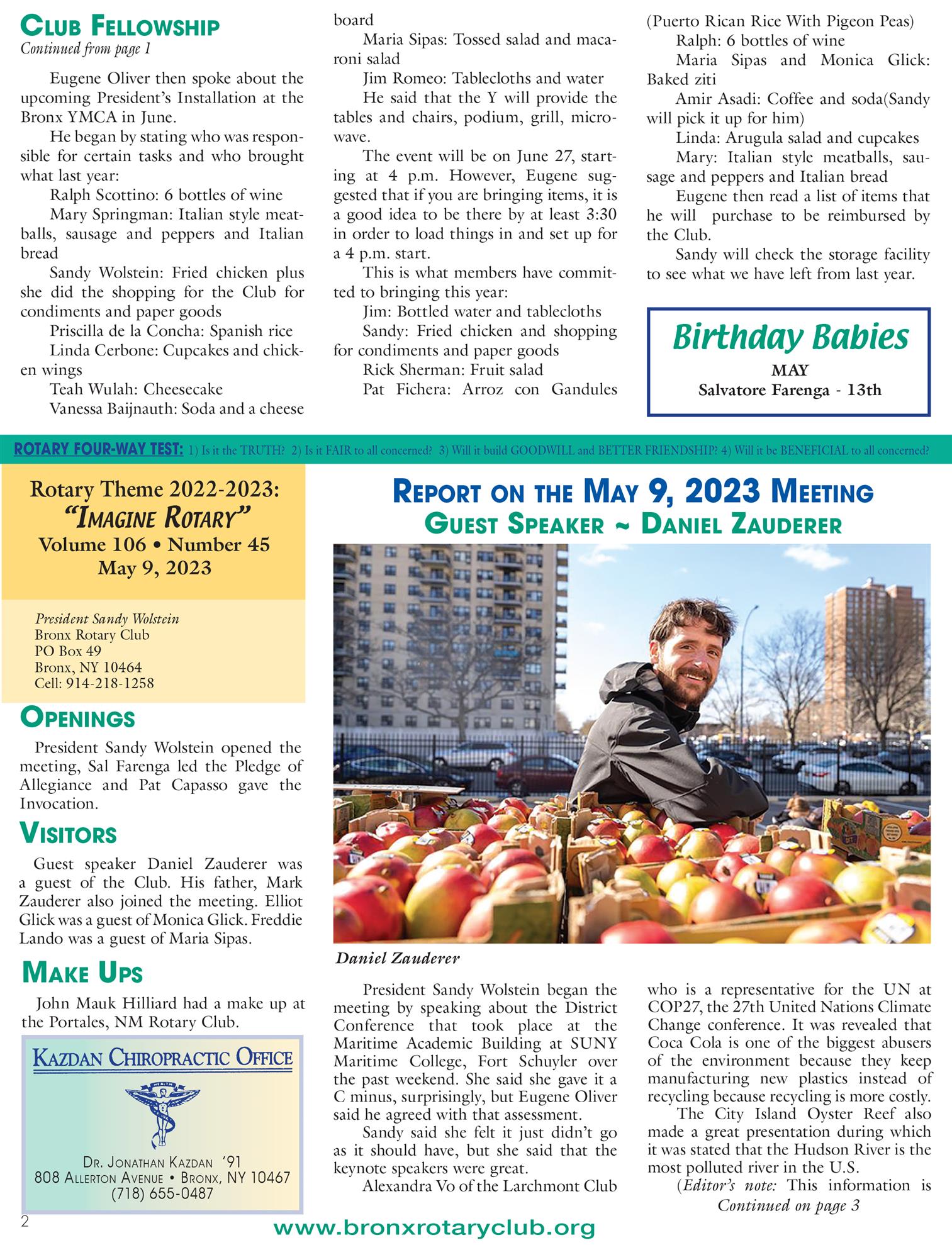 Tuesdays newsletter 5/2, 5/9/2023 p2