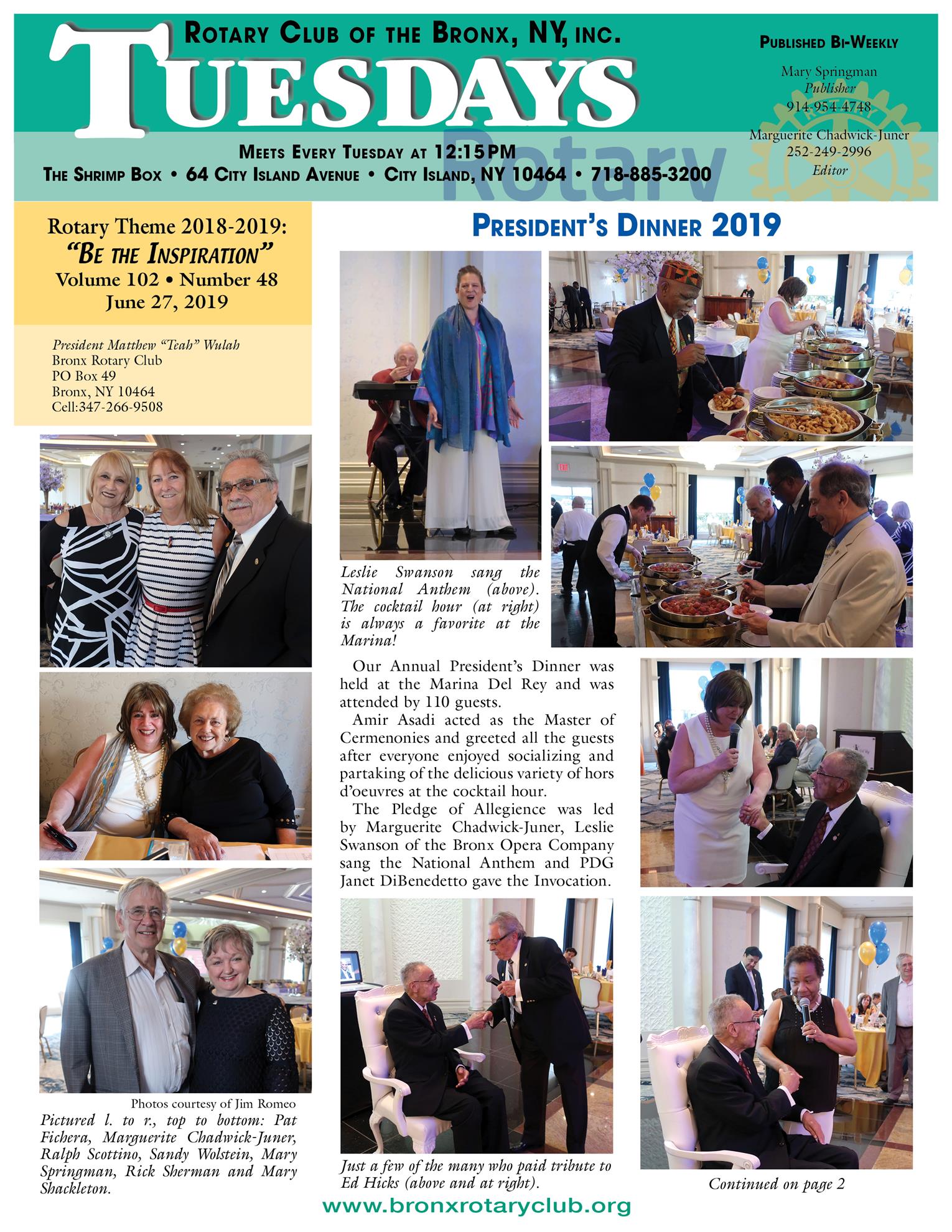 Tuesdays Newsletter 6/27/2019 p1