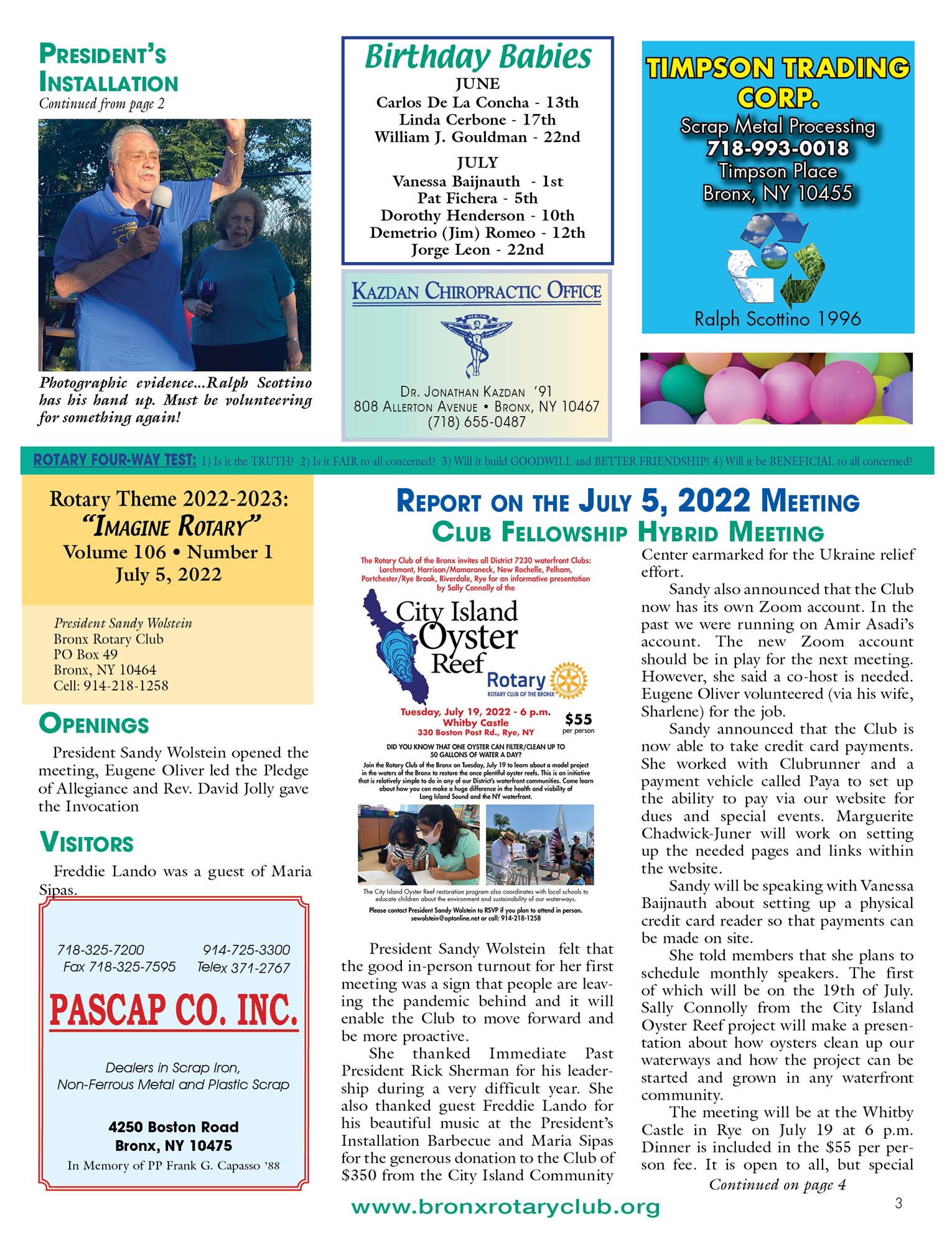 Tuesdays newsletter 6/28 & 7/5, 2022 p3