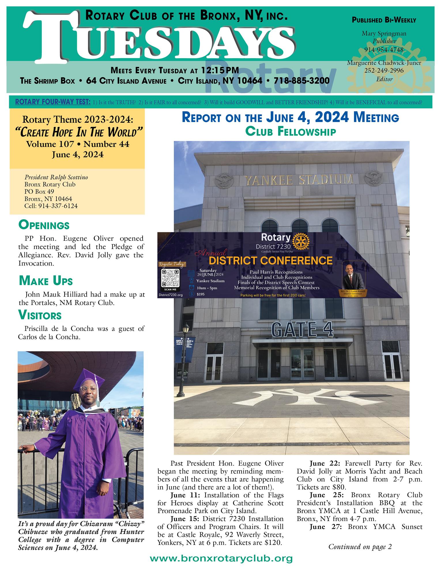 Tuesdays newsletter 6/4 & 6/11/2024 p1