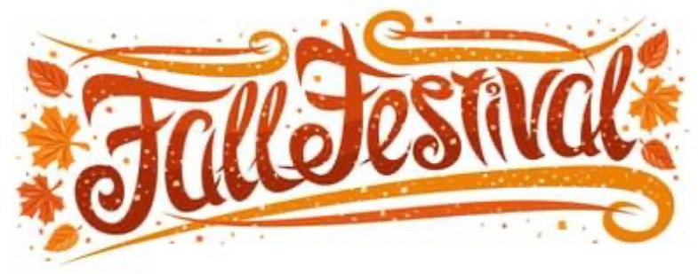 Fall Festival Logo with orange and brown leaves.