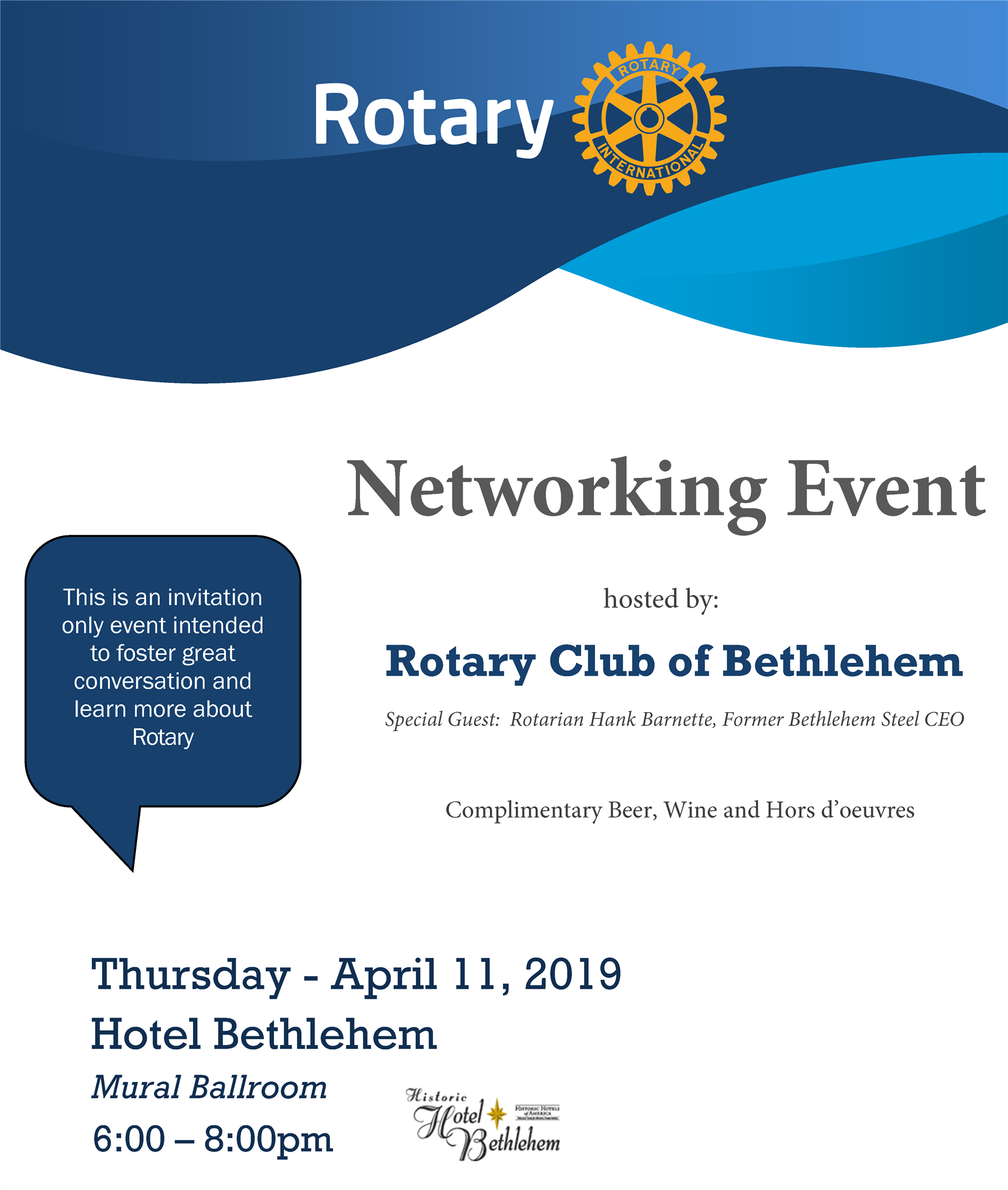 Networking Event Invitation | Rotary Club of Bethlehem