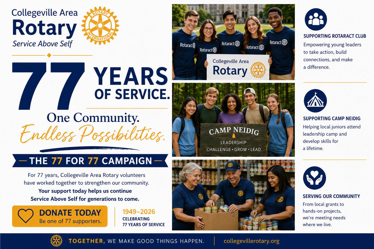 77 Years of Service. One Community. Endless Possibilities.