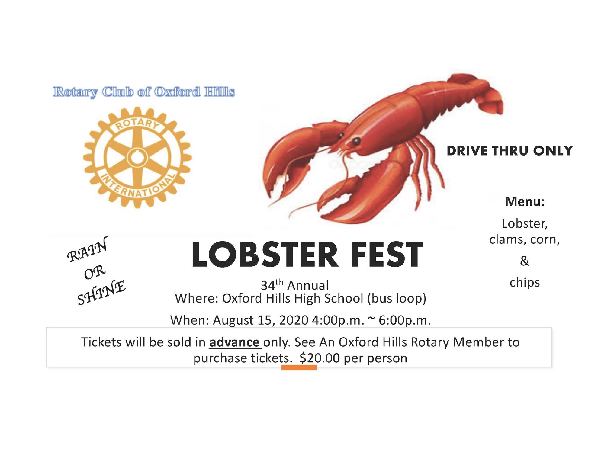 Curbside Lobster Fest Rotary club of Oxford Hills