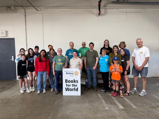 Madison Rotary clubs sorted and packed books for global shipment!