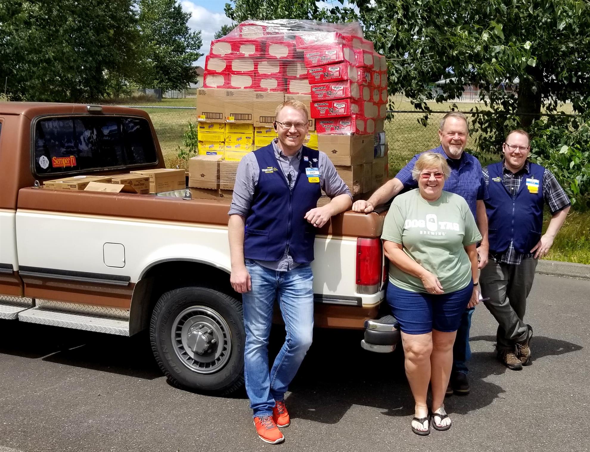 Food delivery with help from our friends at Walmart, Shey & Luke